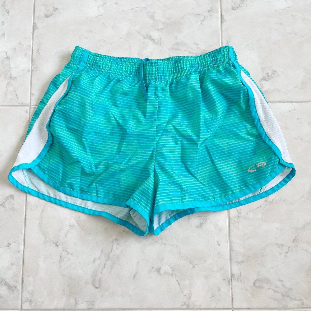C9 by Champion Athletic Patterned Running Shorts Girls Teal/Blue Large (L 10/12)